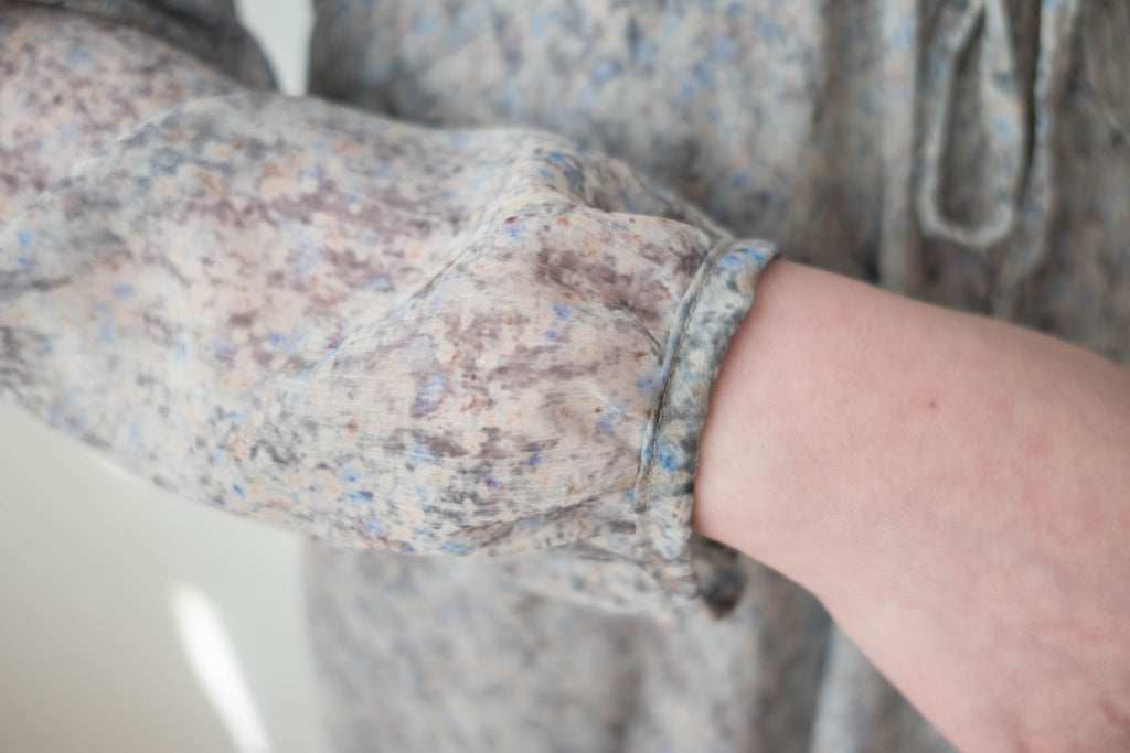 Marble Floral 雲石花花菱格腰間鈕扣後橡筋, Dress/ DS9347