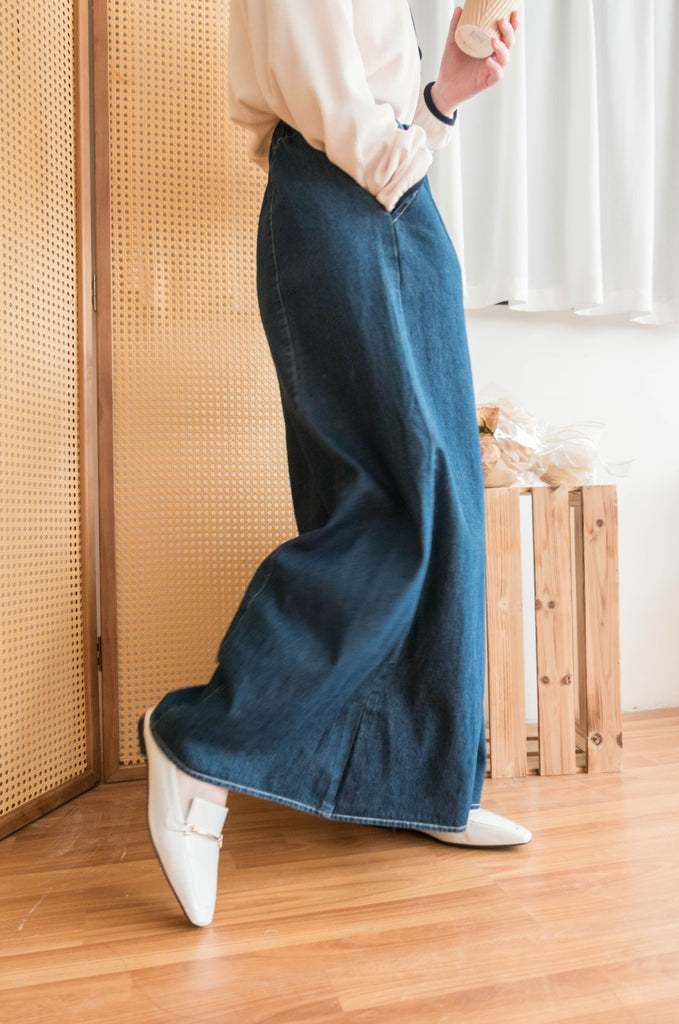 Skirt Wide 白車邊裙形闊腳牛仔褲, Jeans/ SK8754