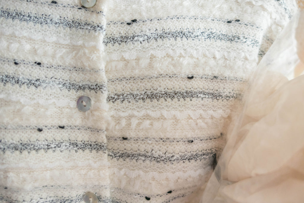 Knit Pattern 舒適織紋混色(白色Lace)合身上衣或外套, Top or Outer/ TP8910