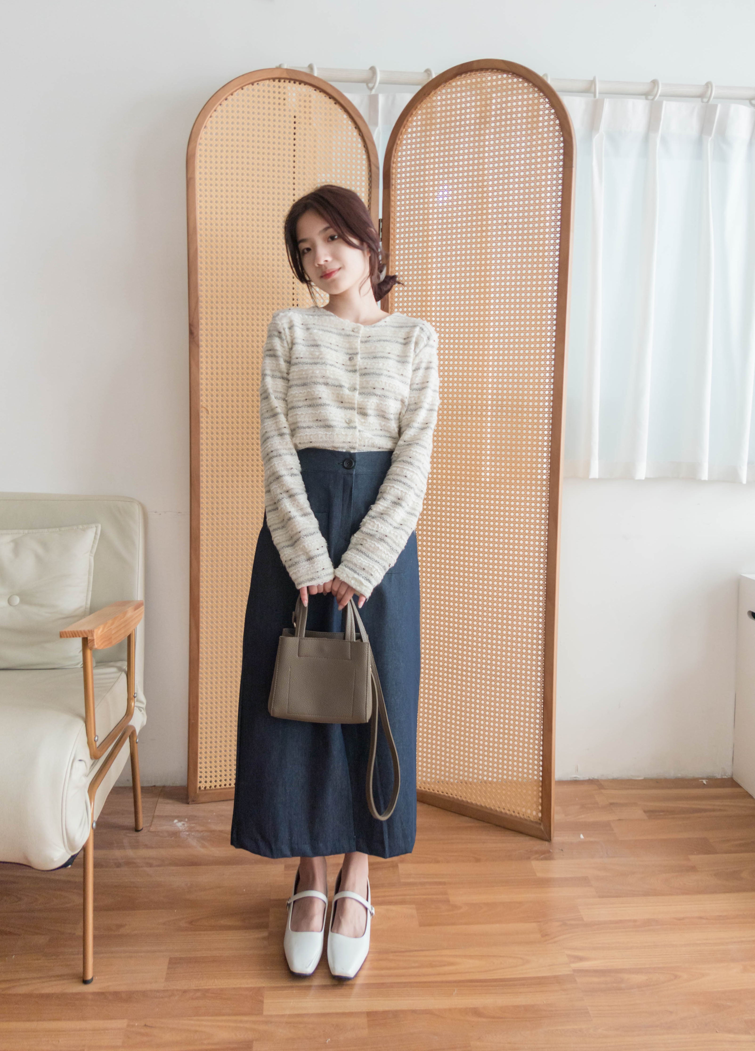 Knit Pattern 舒適織紋混色(白色Lace)合身上衣或外套, Top or Outer/ TP8910