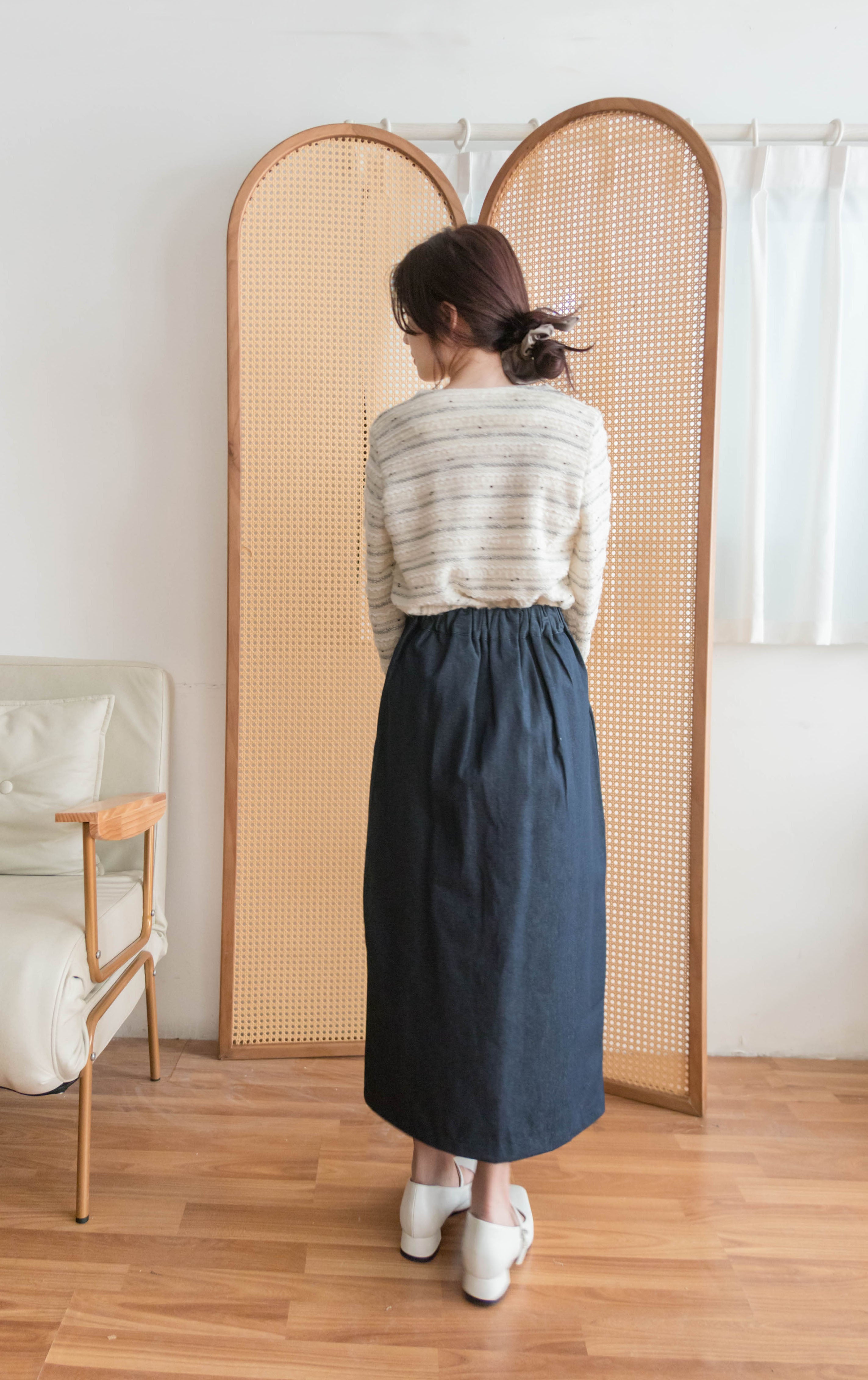 Knit Pattern 舒適織紋混色(白色Lace)合身上衣或外套, Top or Outer/ TP8910