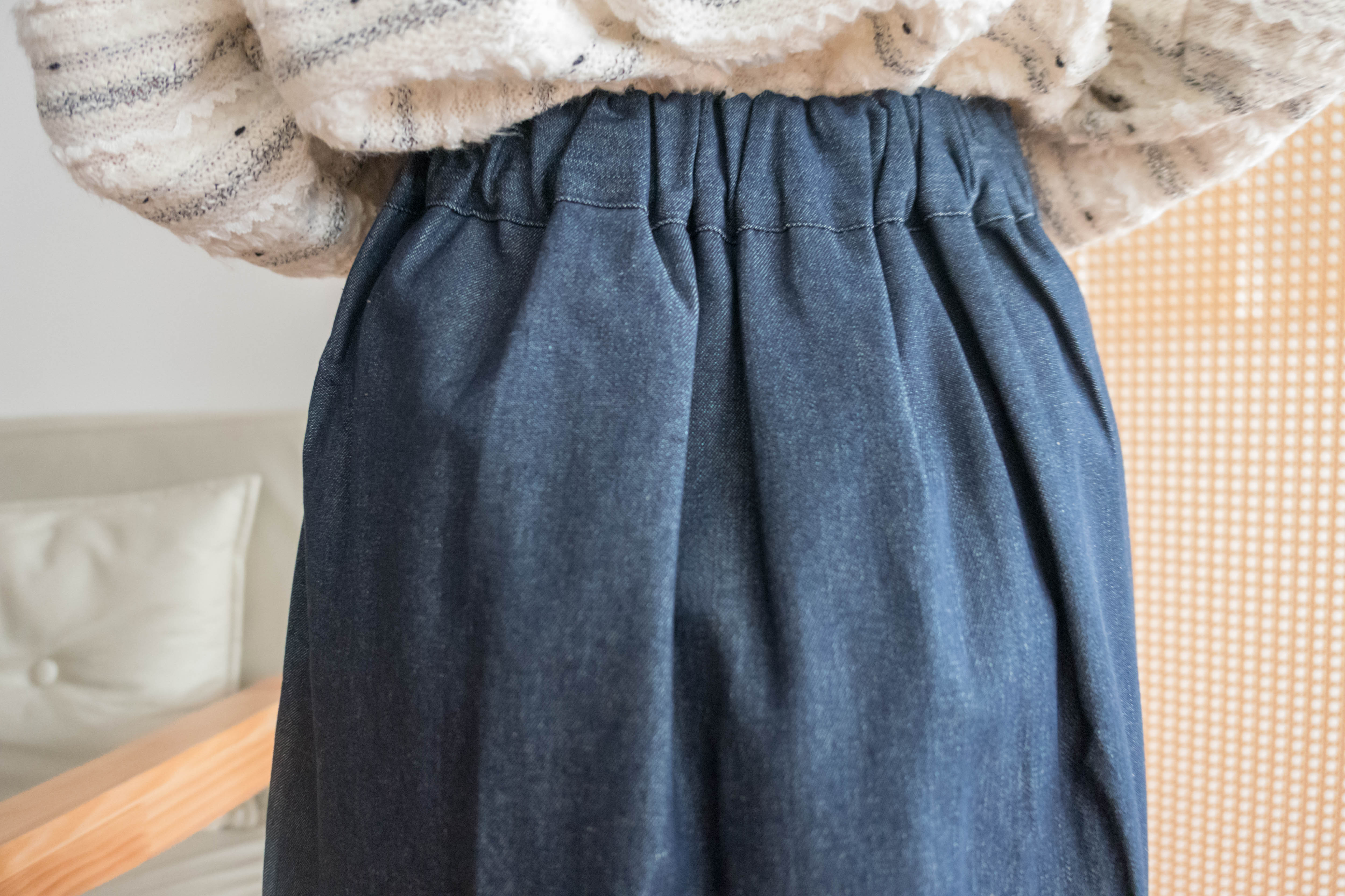 Denim 雙口袋牛仔色前開叉H形裙, Dress/ SK8749