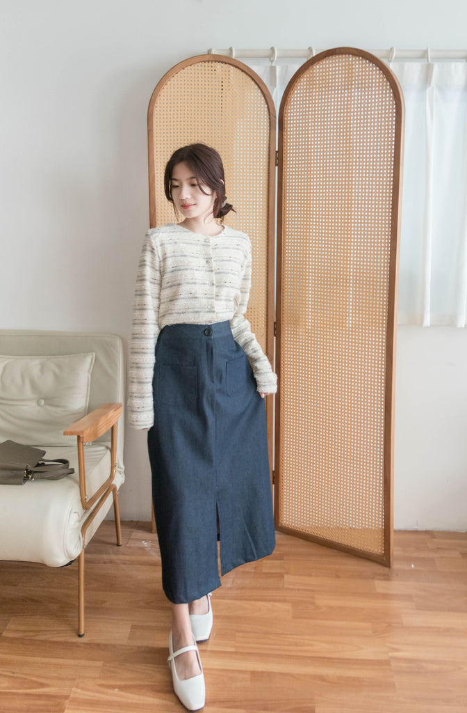 Knit Pattern 舒適織紋混色(白色Lace)合身上衣或外套, Top or Outer/ TP8910