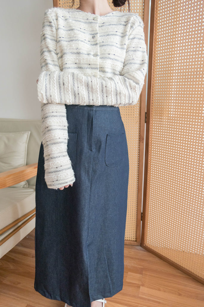 Knit Pattern 舒適織紋混色(白色Lace)合身上衣或外套, Top or Outer/ TP8910