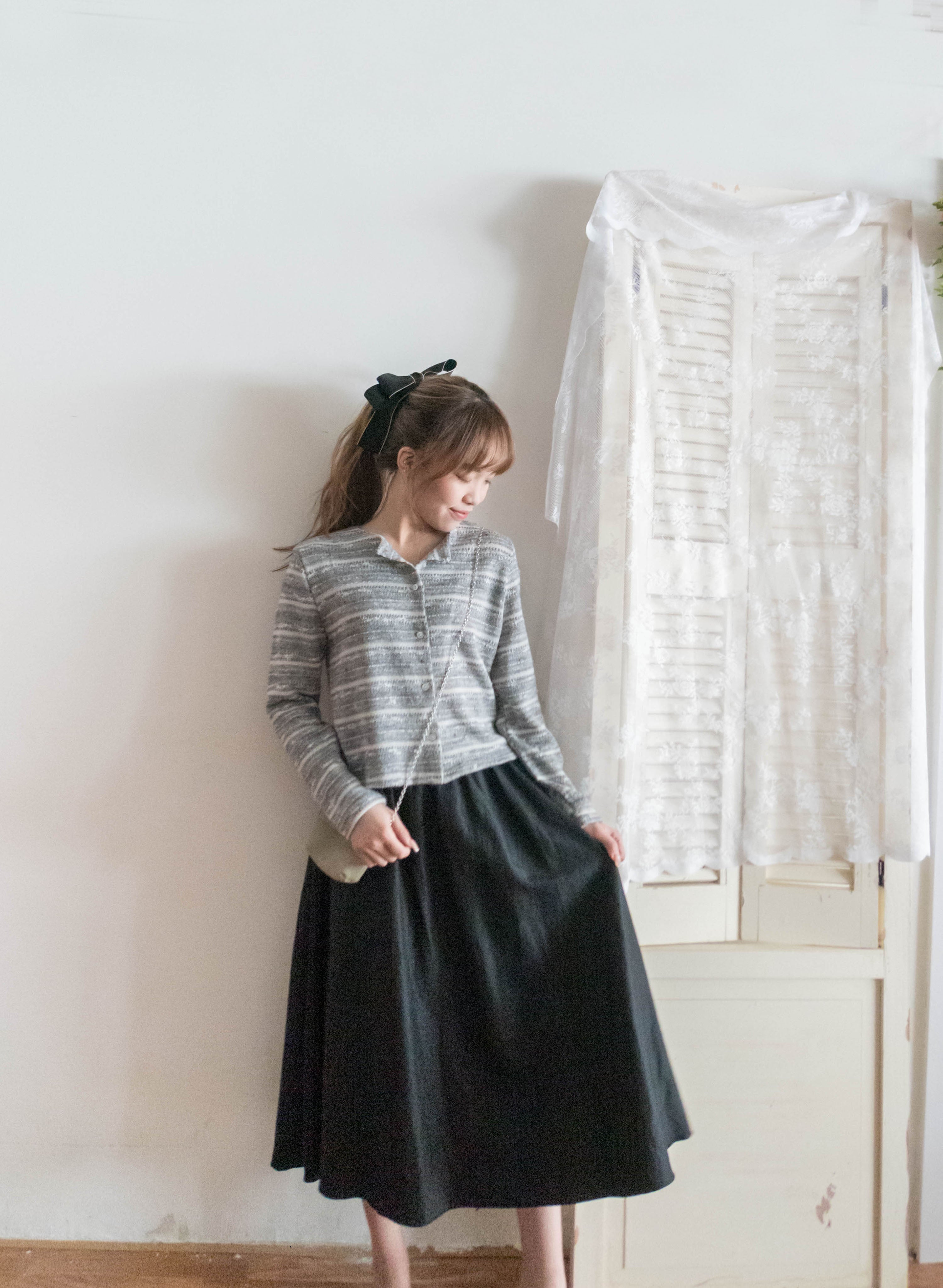 Knit Pattern 舒適織紋混色(白色Lace)合身上衣或外套, Top or Outer/ TP8910