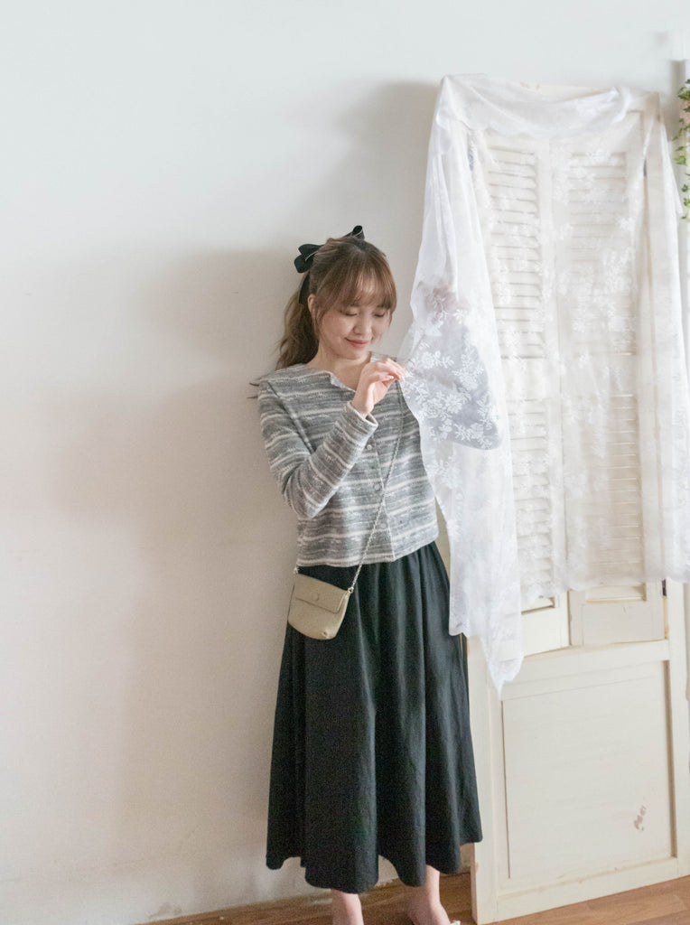 Knit Pattern 舒適織紋混色(白色Lace)合身上衣或外套, Top or Outer/ TP8910