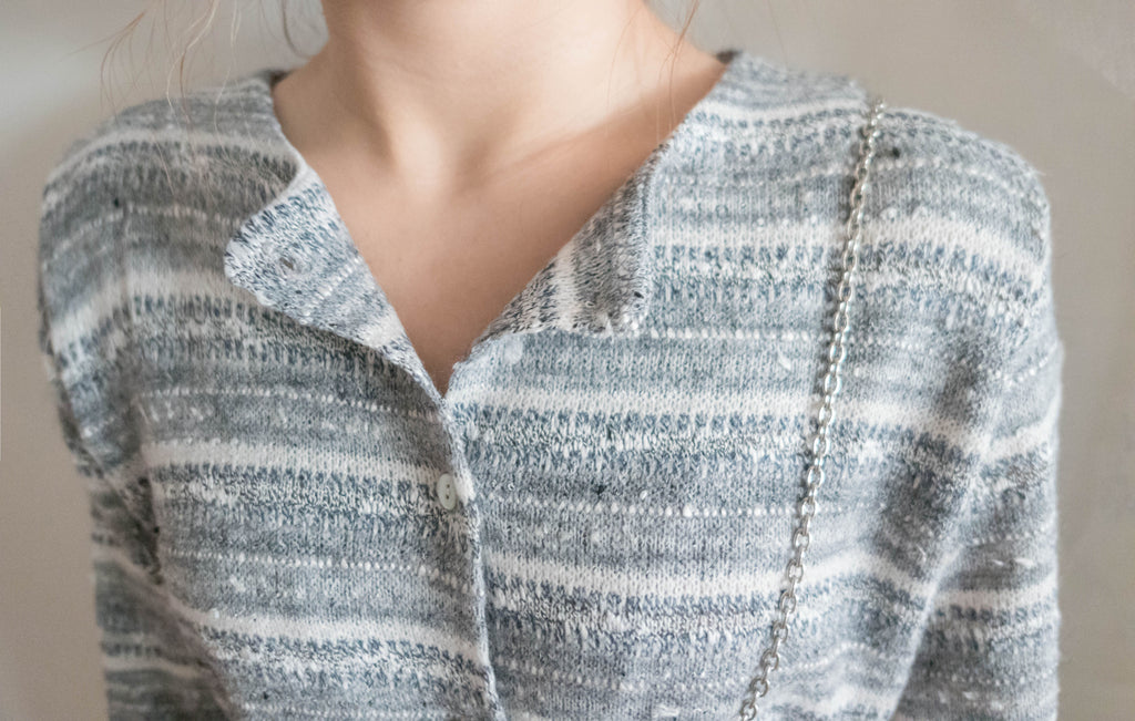 Knit Pattern 舒適織紋混色(白色Lace)合身上衣或外套, Top or Outer/ TP8910