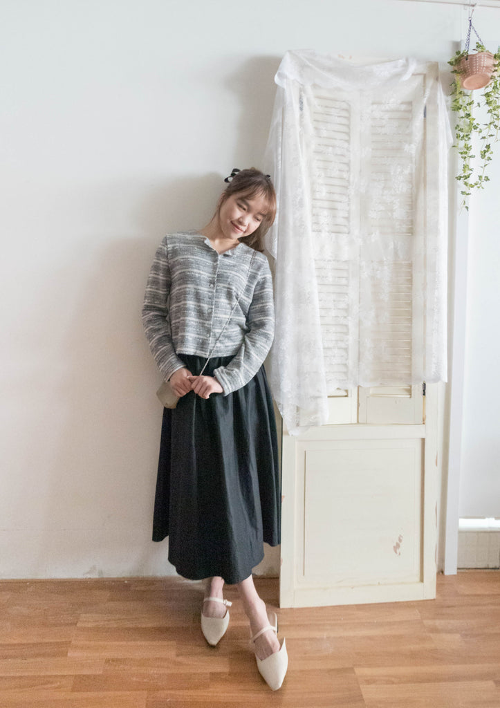 Knit Pattern 舒適織紋混色(白色Lace)合身上衣或外套, Top or Outer/ TP8910