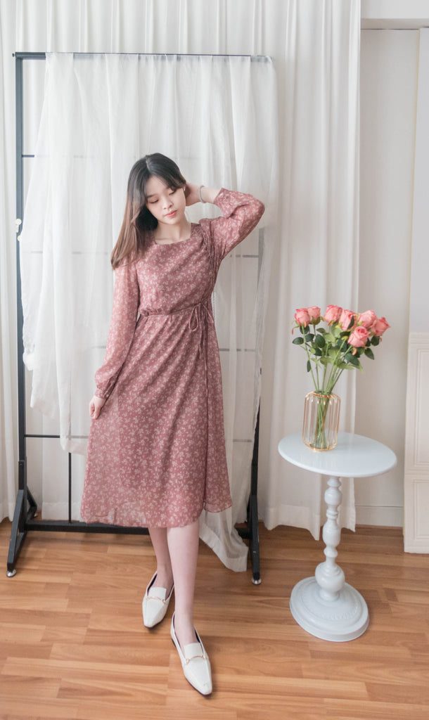 Garden Floral 輕盈方領雪紡碎花飄逸連身裙, Dress/ DS9349