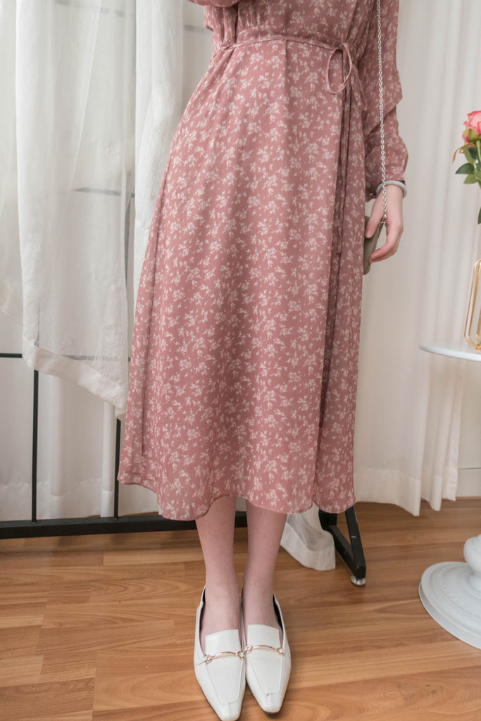 Garden Floral 輕盈方領雪紡碎花飄逸連身裙, Dress/ DS9349