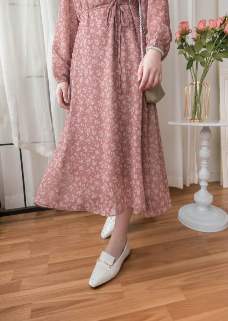 Garden Floral 輕盈方領雪紡碎花飄逸連身裙, Dress/ DS9349
