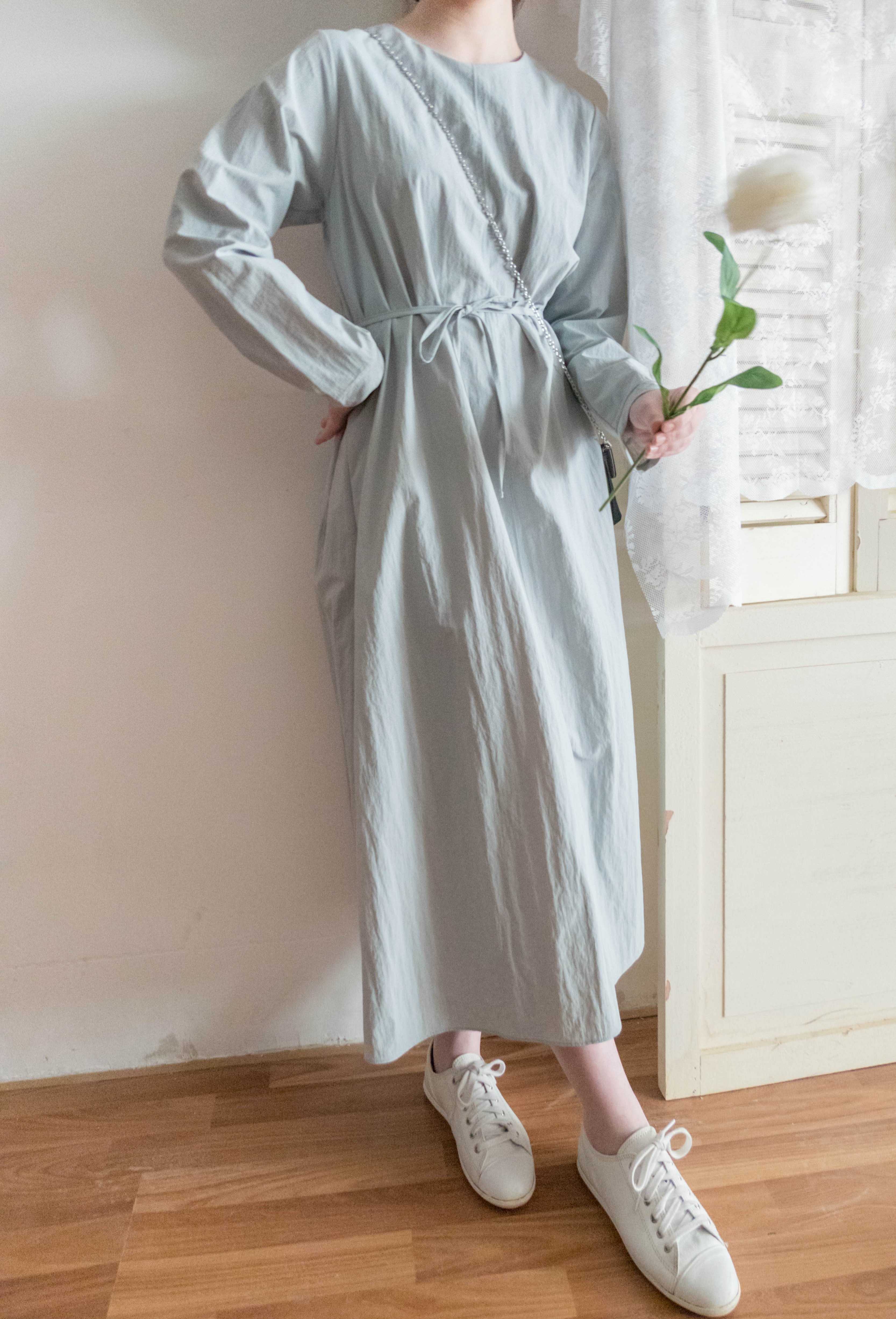 SoftTone 溫柔隨性簡約中車線綁帶連身裙, Dress/ DS9354