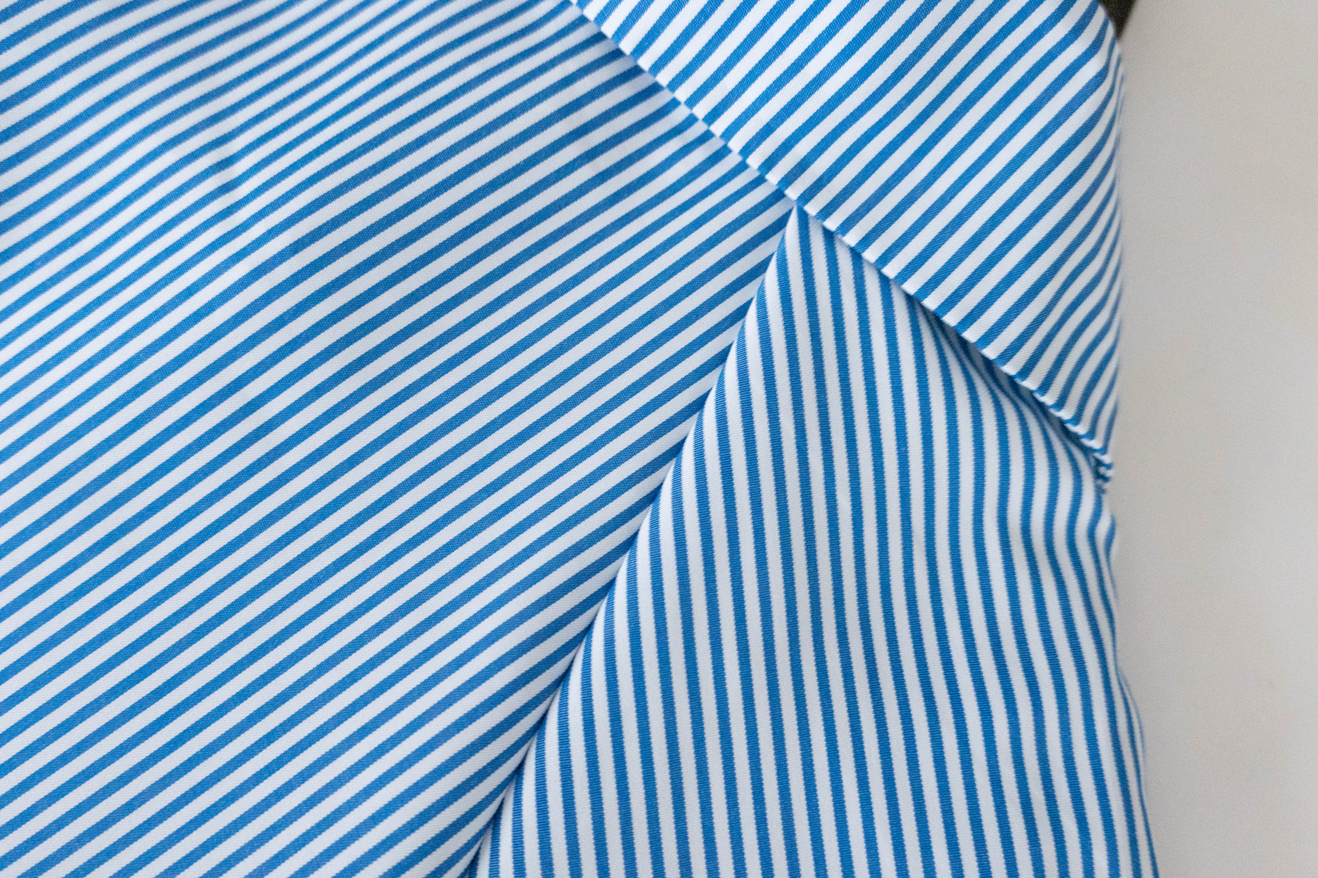 Stripe 入膊線淺藍直條紋防皺口袋連身裙, Dress/ DS9357