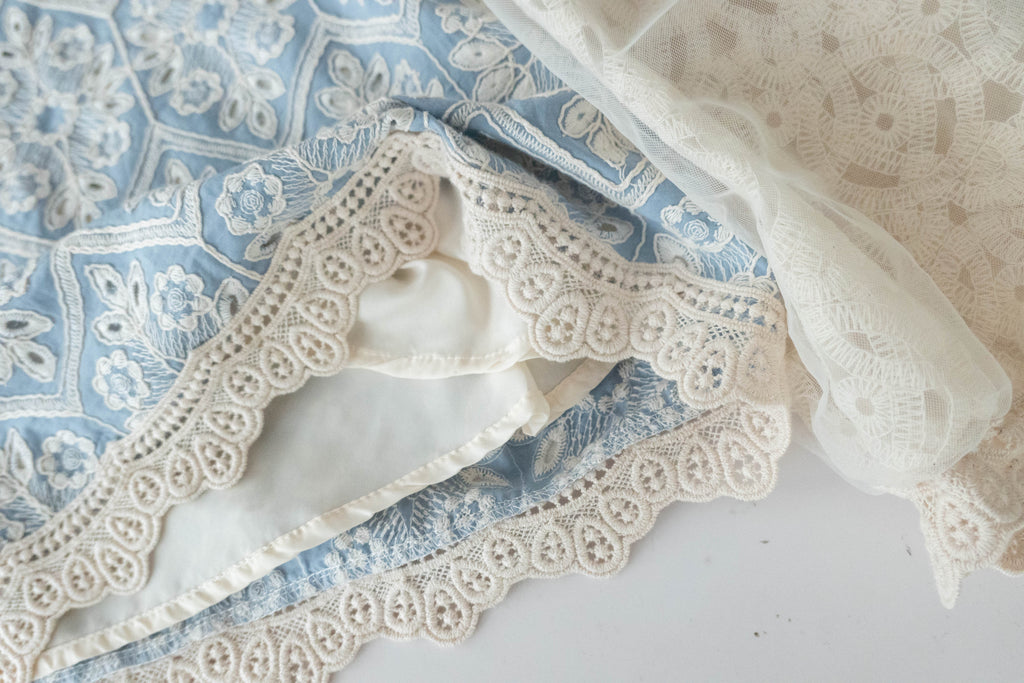 Victoria Lace 維多利亞通花包紗手袖連裡布上衣, BLOUSE/TP8919 (不設訂貨款 lightblue soldout)