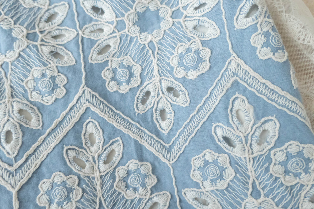Victoria Lace 維多利亞通花包紗手袖連裡布上衣, BLOUSE/TP8919 (不設訂貨款 lightblue soldout)