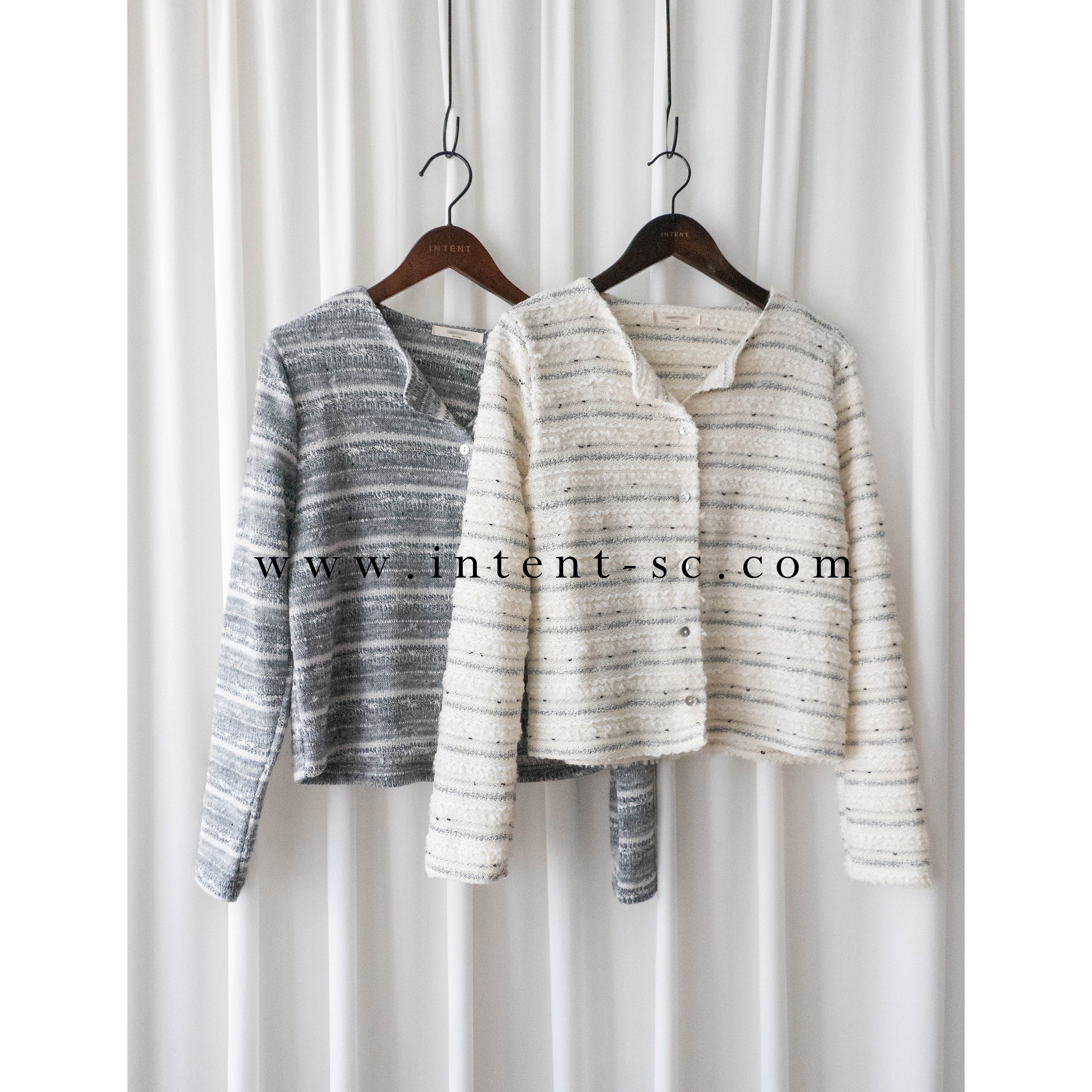 Knit Pattern 舒適織紋混色(白色Lace)合身上衣或外套, Top or Outer/ TP8910