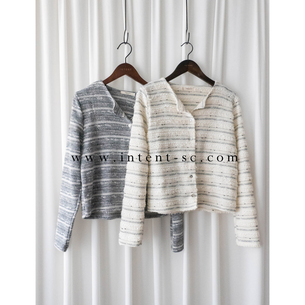 Knit Pattern 舒適織紋混色(白色Lace)合身上衣或外套, Top or Outer/ TP8910