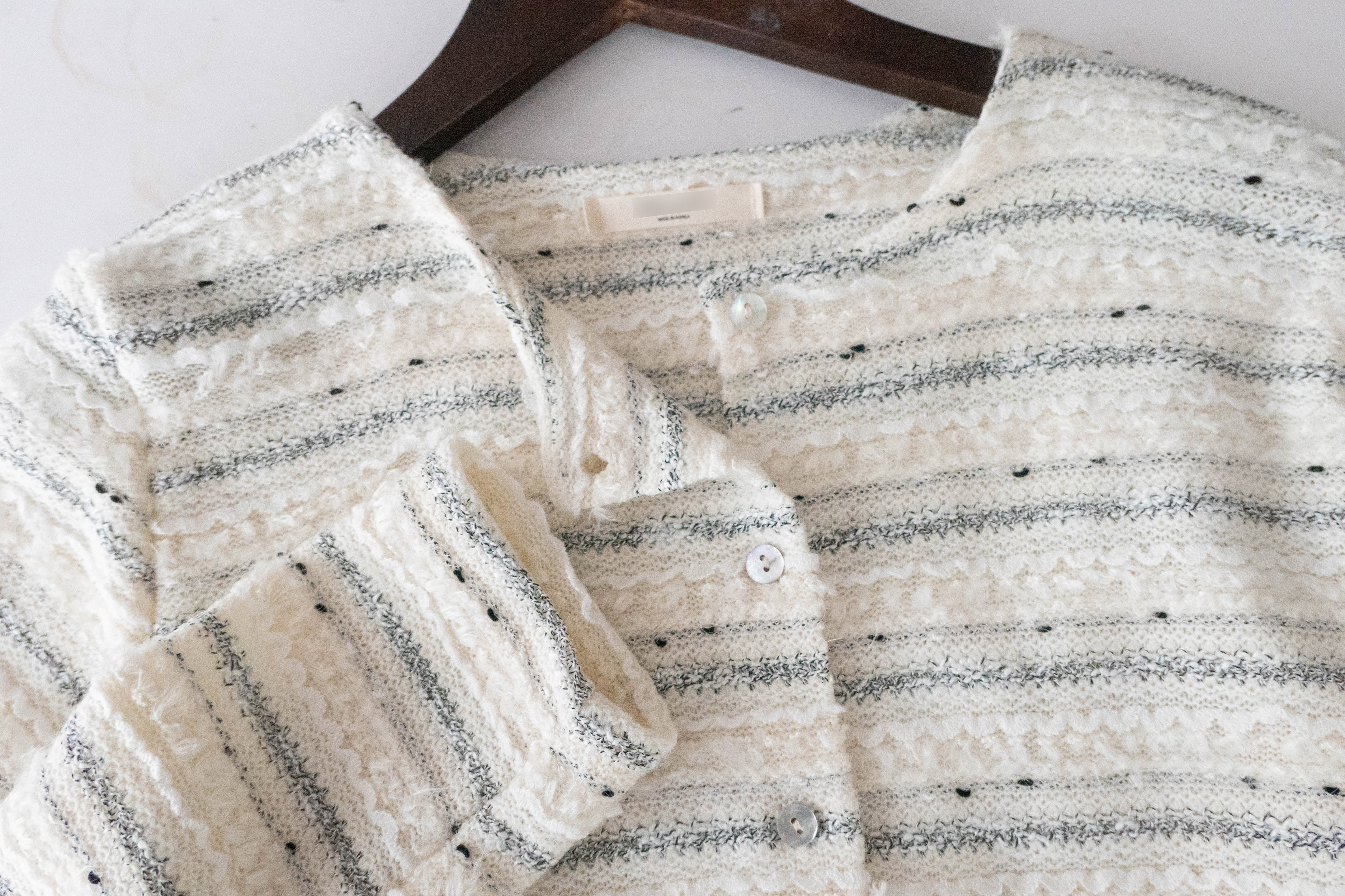 Knit Pattern 舒適織紋混色(白色Lace)合身上衣或外套, Top or Outer/ TP8910