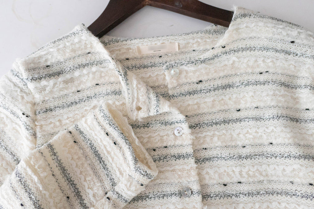 Knit Pattern 舒適織紋混色(白色Lace)合身上衣或外套, Top or Outer/ TP8910