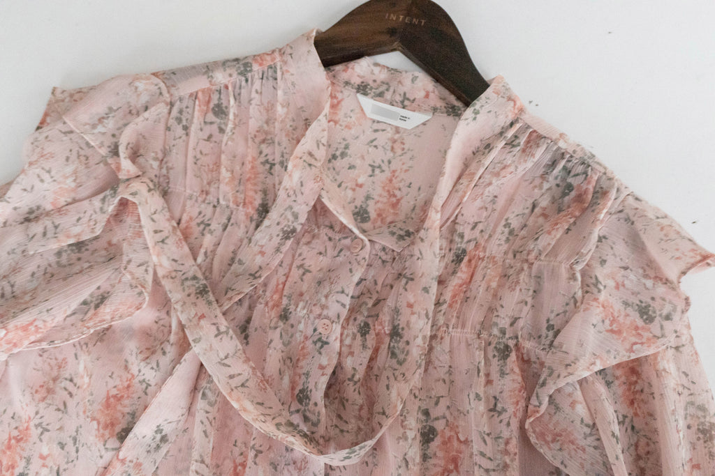 Soft Pink 氧氣感微粉色印花雪紡上衣, Blouse/ BU8976