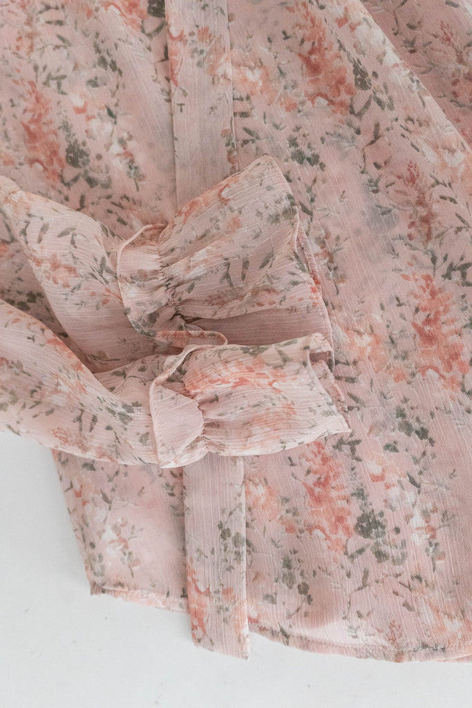 Soft Pink 氧氣感微粉色印花雪紡上衣, Blouse/ BU8976