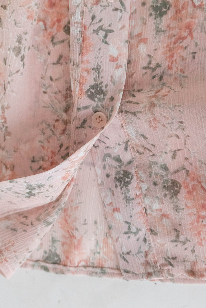 Soft Pink 氧氣感微粉色印花雪紡上衣, Blouse/ BU8976