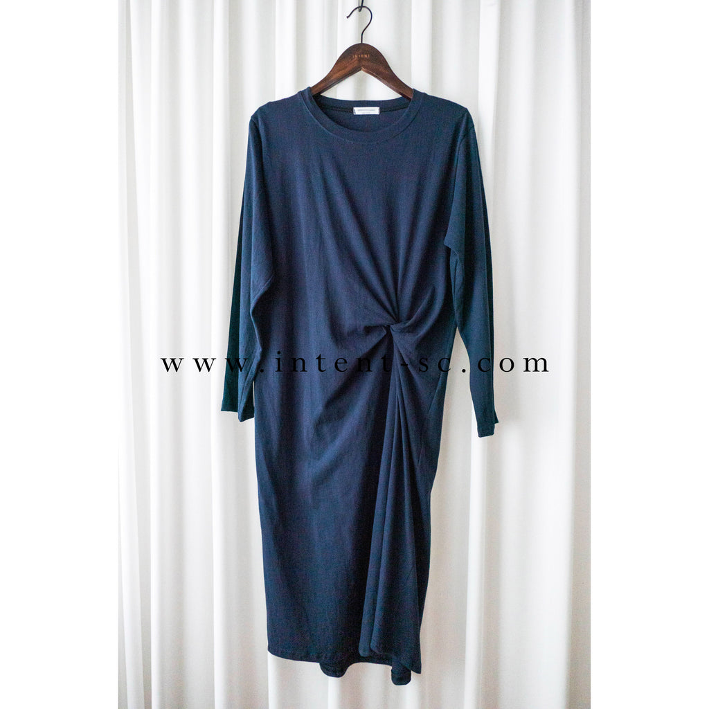 Navy Twist 深藍色側扭紋舒適棉質連身裙, Dress/ DS9356