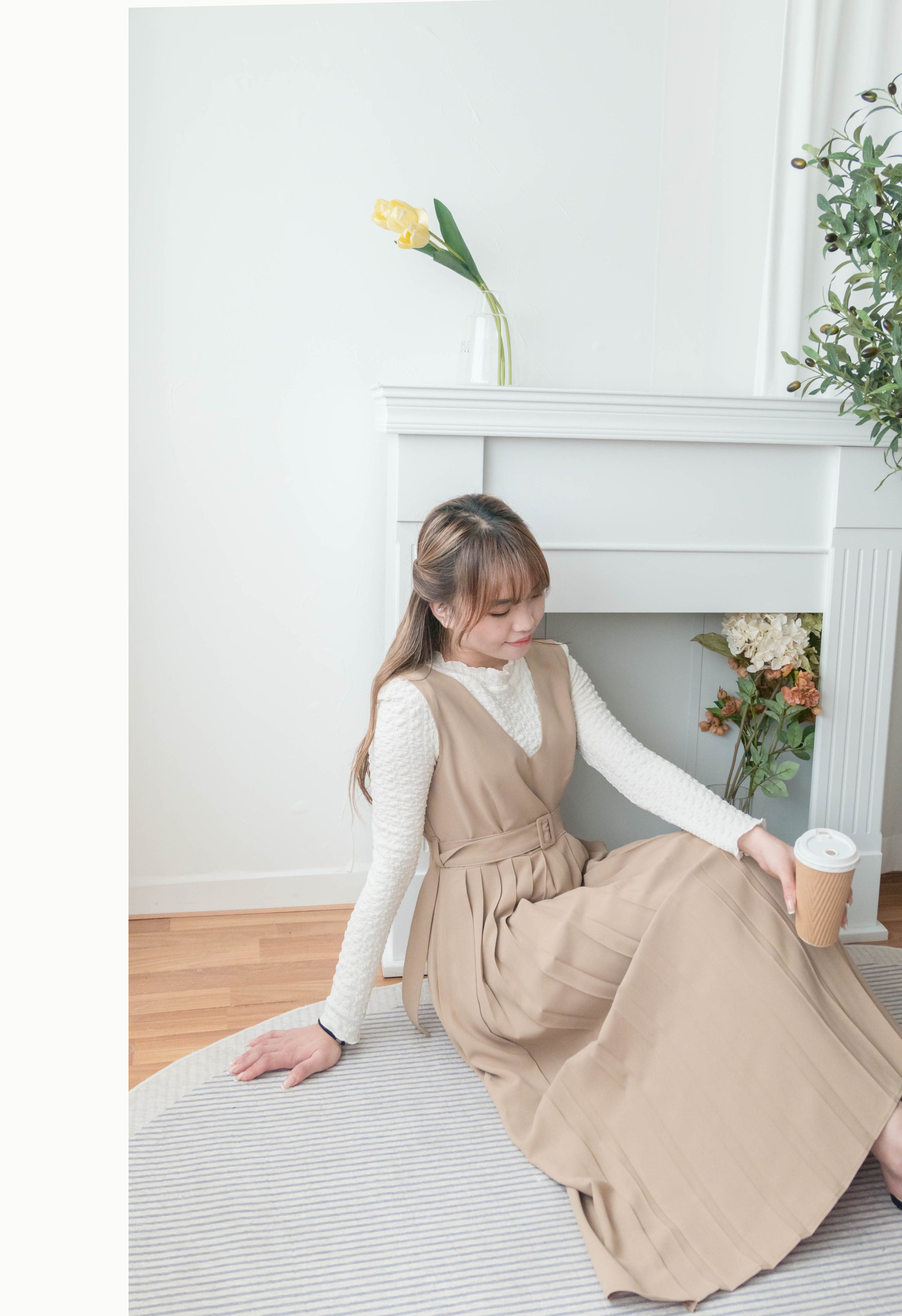 Jasmine Pleated 不經意的氣質V領雪紡前百褶飄飄背心裙, Dress/ DS9363