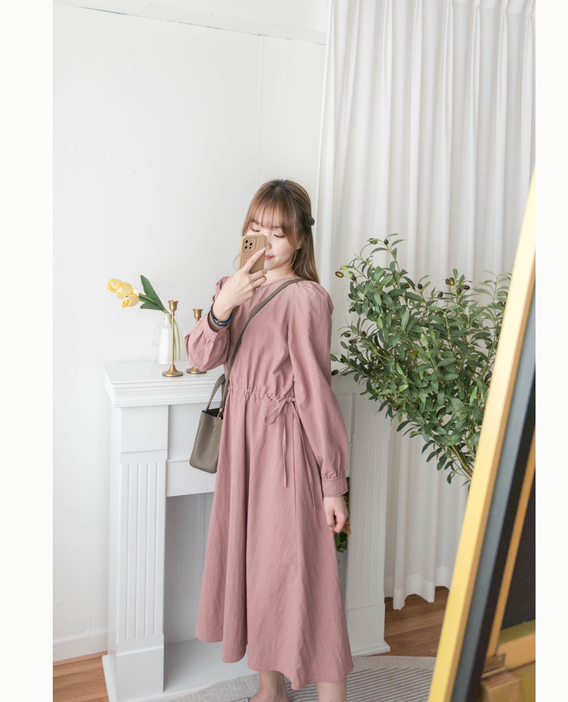 Border Ribbon 車線設計腰側蝴蝶修腰顯瘦連身裙, Dress/ DS9362