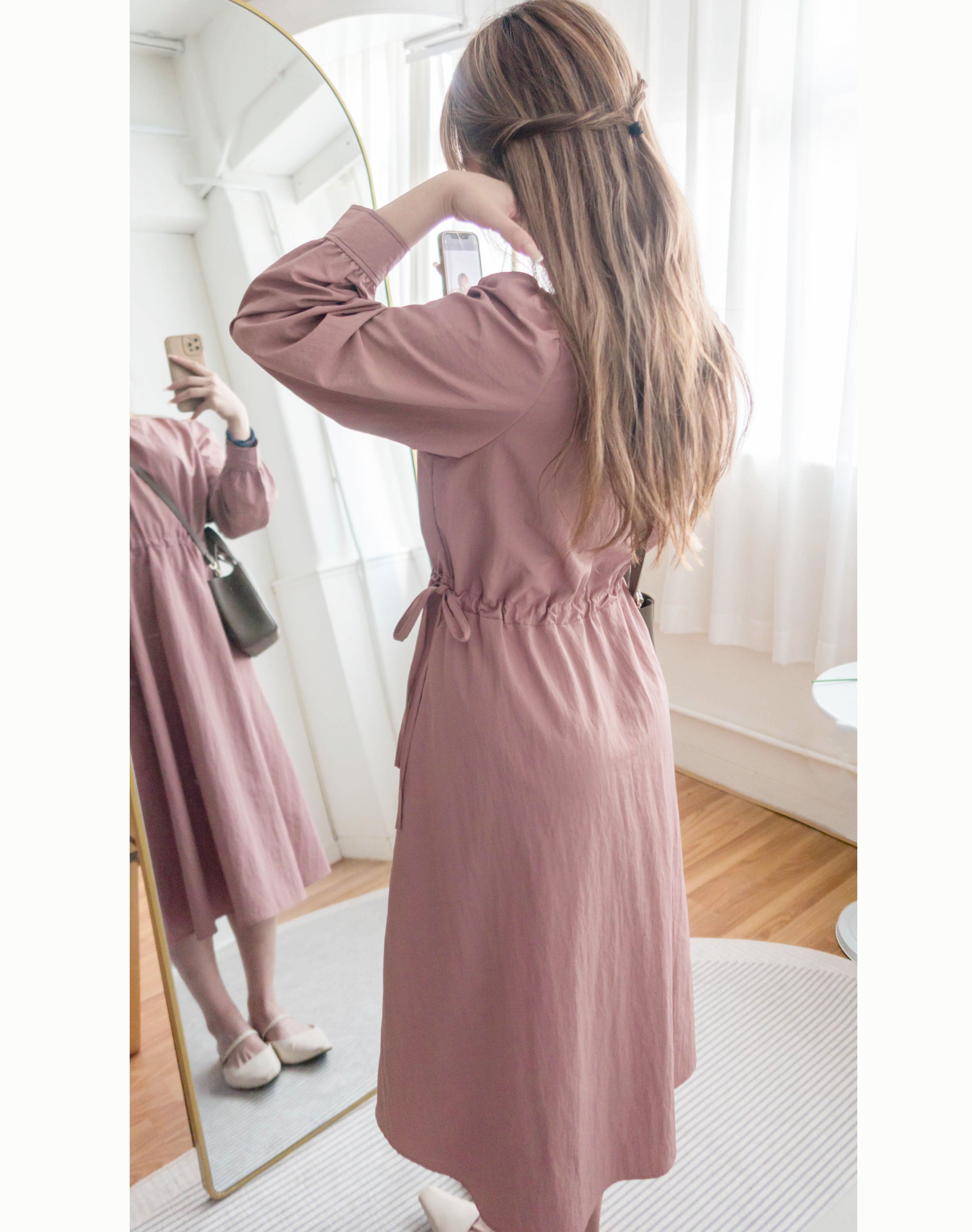 Border Ribbon 車線設計腰側蝴蝶修腰顯瘦連身裙, Dress/ DS9362