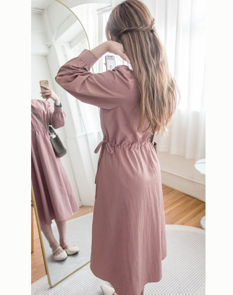 Border Ribbon 車線設計腰側蝴蝶修腰顯瘦連身裙, Dress/ DS9362