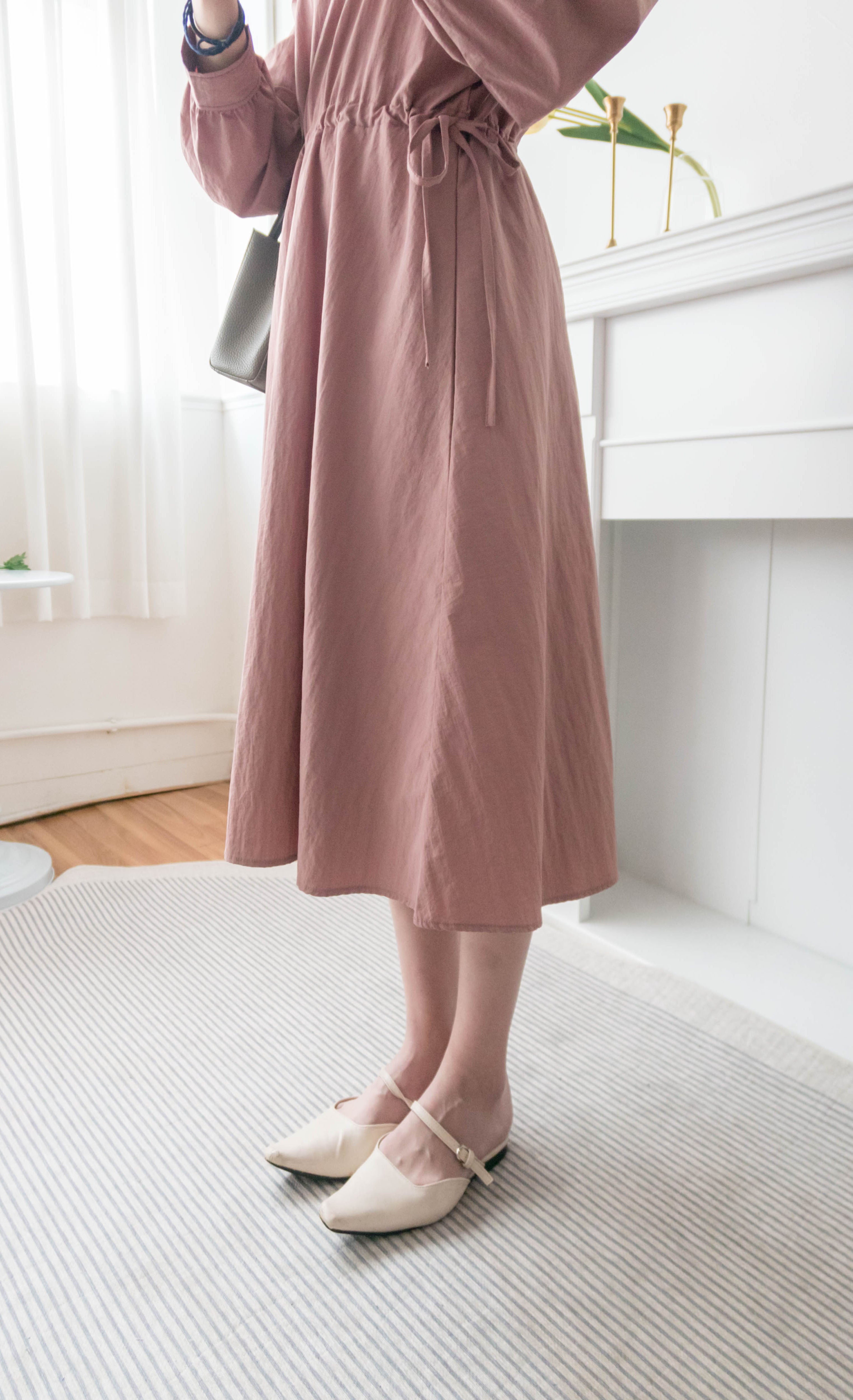 Border Ribbon 車線設計腰側蝴蝶修腰顯瘦連身裙, Dress/ DS9362