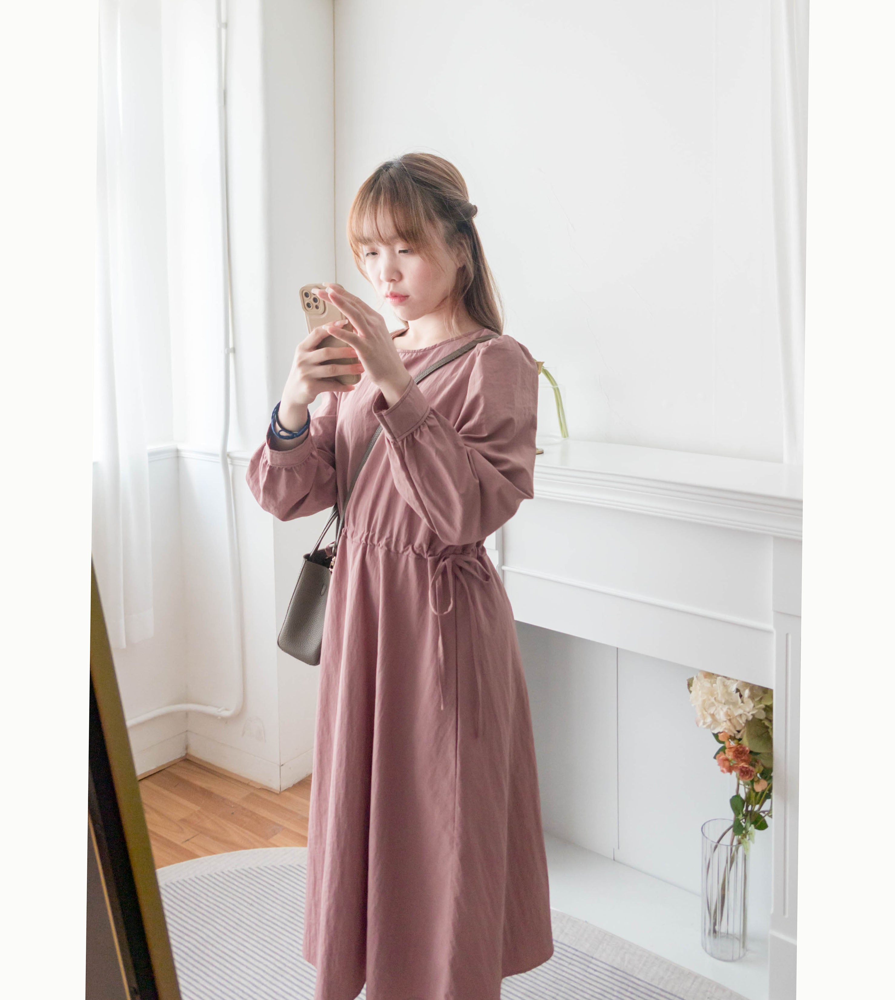 Border Ribbon 車線設計腰側蝴蝶修腰顯瘦連身裙, Dress/ DS9362