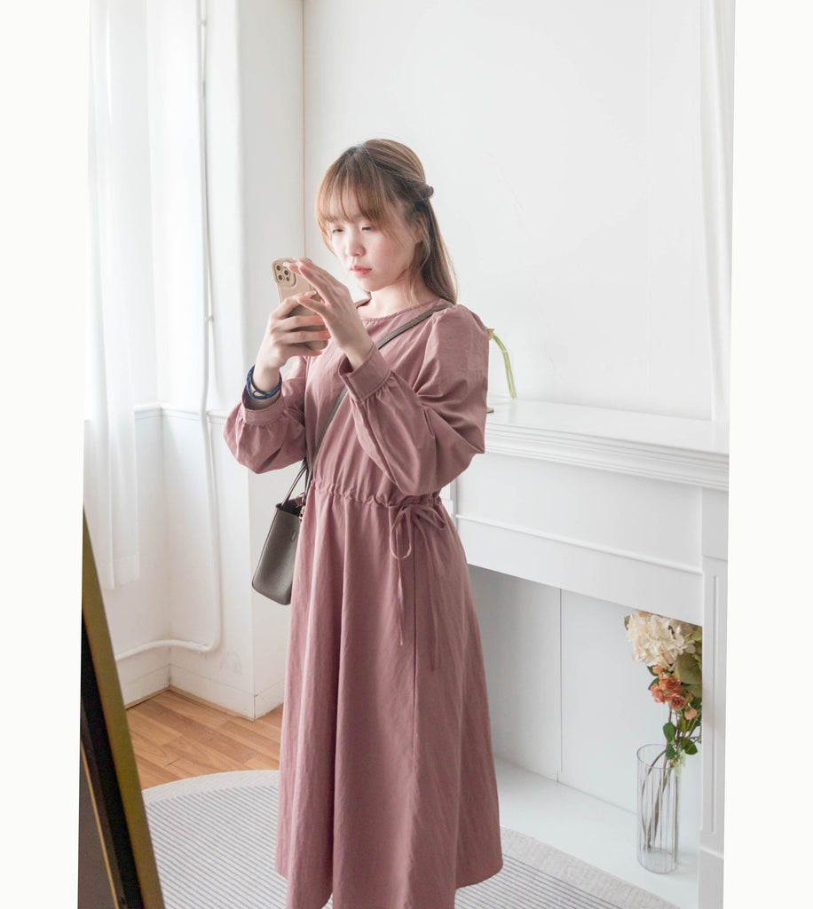 Border Ribbon 車線設計腰側蝴蝶修腰顯瘦連身裙, Dress/ DS9362