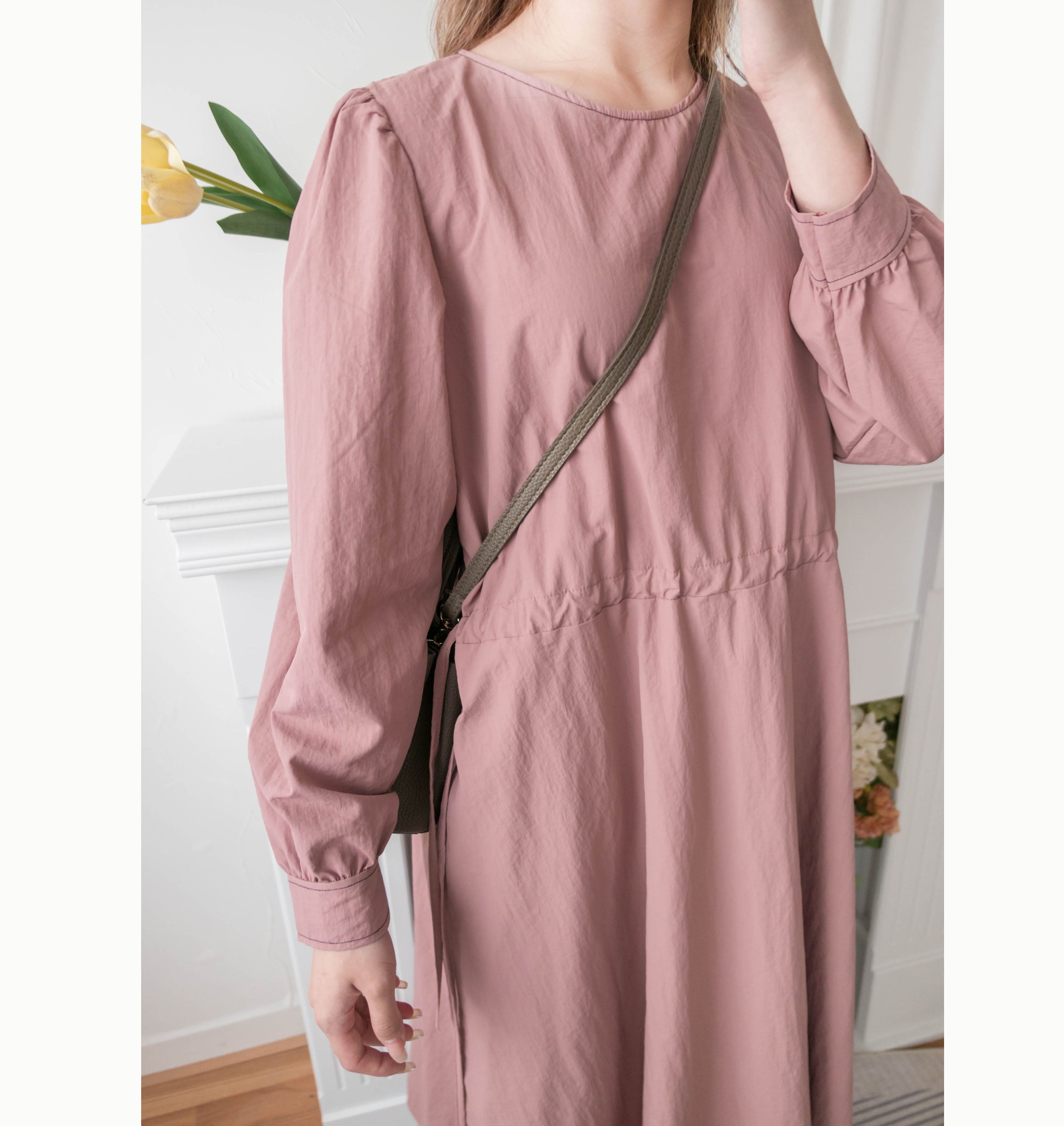 Border Ribbon 車線設計腰側蝴蝶修腰顯瘦連身裙, Dress/ DS9362