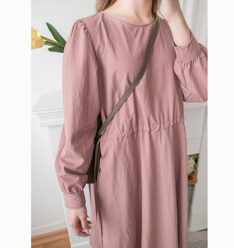 Border Ribbon 車線設計腰側蝴蝶修腰顯瘦連身裙, Dress/ DS9362