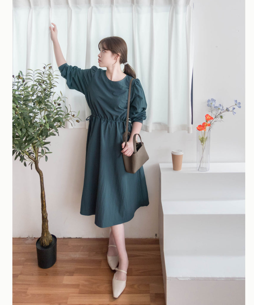 Border Ribbon 車線設計腰側蝴蝶修腰顯瘦連身裙, Dress/ DS9362