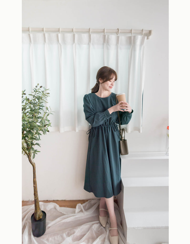 Border Ribbon 車線設計腰側蝴蝶修腰顯瘦連身裙, Dress/ DS9362