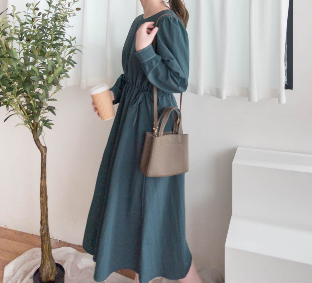 Border Ribbon 車線設計腰側蝴蝶修腰顯瘦連身裙, Dress/ DS9362