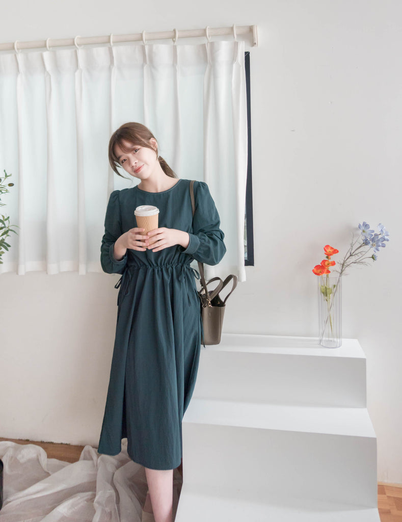 Border Ribbon 車線設計腰側蝴蝶修腰顯瘦連身裙, Dress/ DS9362