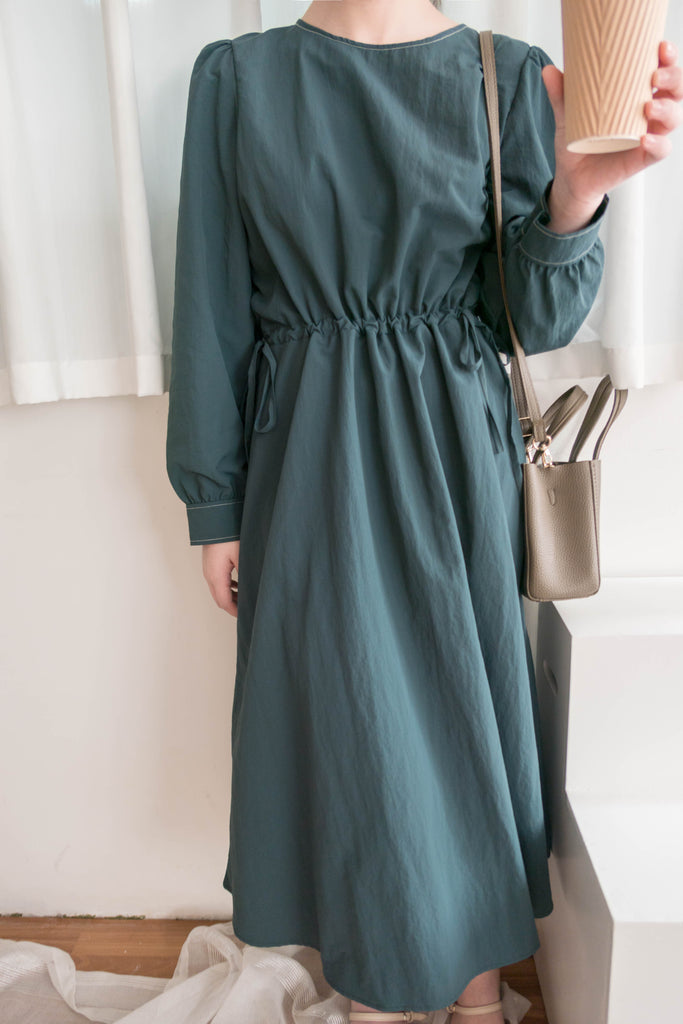 Border Ribbon 車線設計腰側蝴蝶修腰顯瘦連身裙, Dress/ DS9362