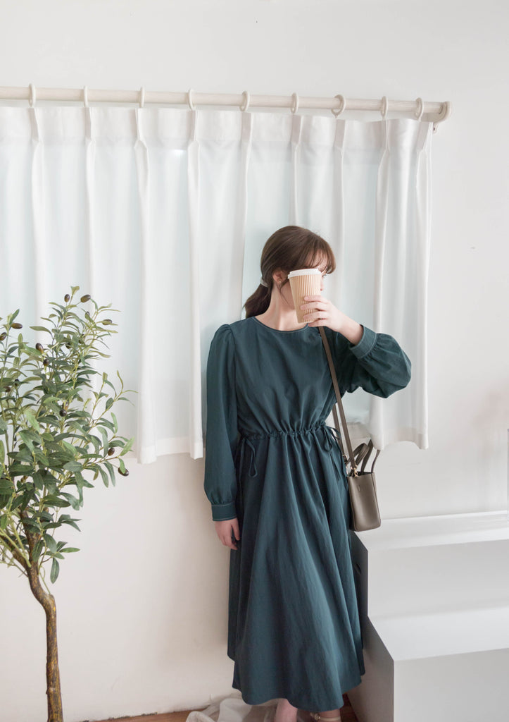 Border Ribbon 車線設計腰側蝴蝶修腰顯瘦連身裙, Dress/ DS9362