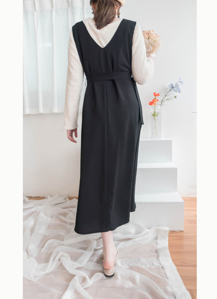 Jasmine Pleated 不經意的氣質V領雪紡前百褶飄飄背心裙, Dress/ DS9363
