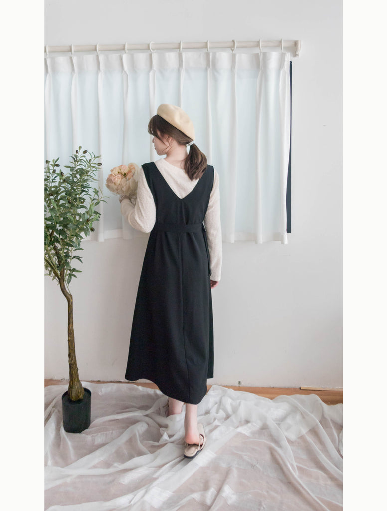 Jasmine Pleated 不經意的氣質V領雪紡前百褶飄飄背心裙, Dress/ DS9363