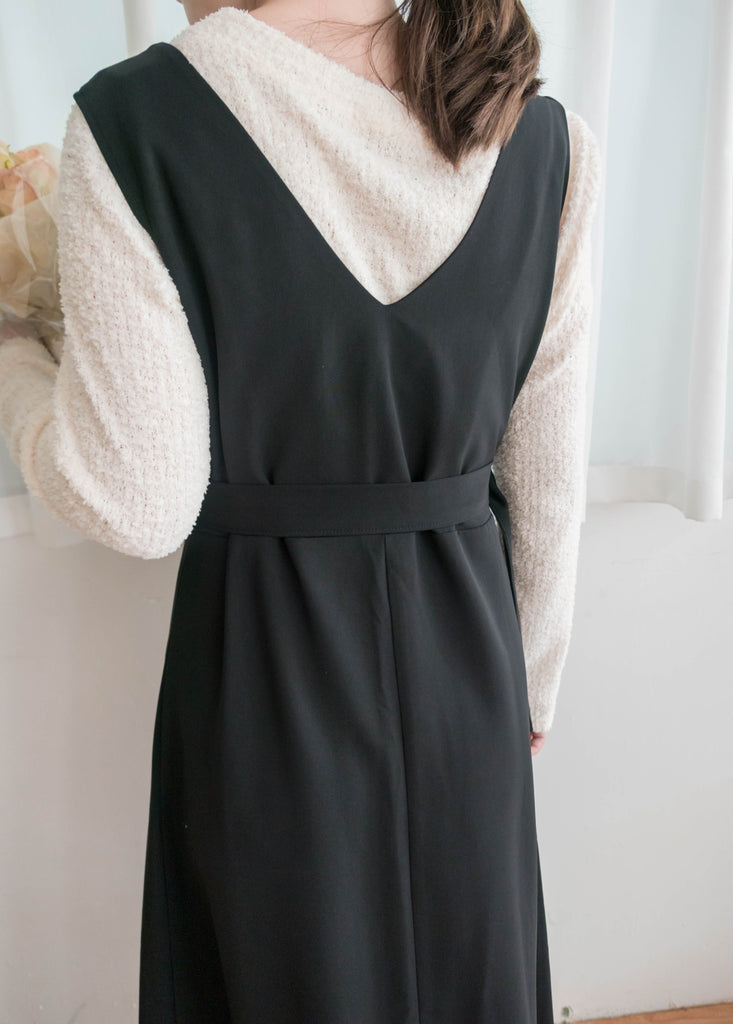Jasmine Pleated 不經意的氣質V領雪紡前百褶飄飄背心裙, Dress/ DS9363