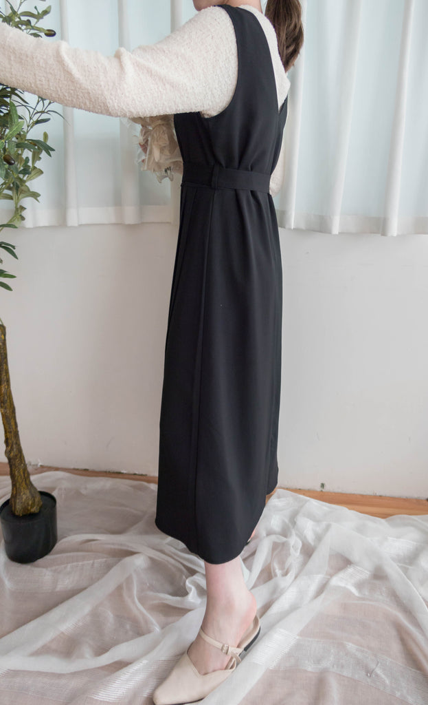 Jasmine Pleated 不經意的氣質V領雪紡前百褶飄飄背心裙, Dress/ DS9363