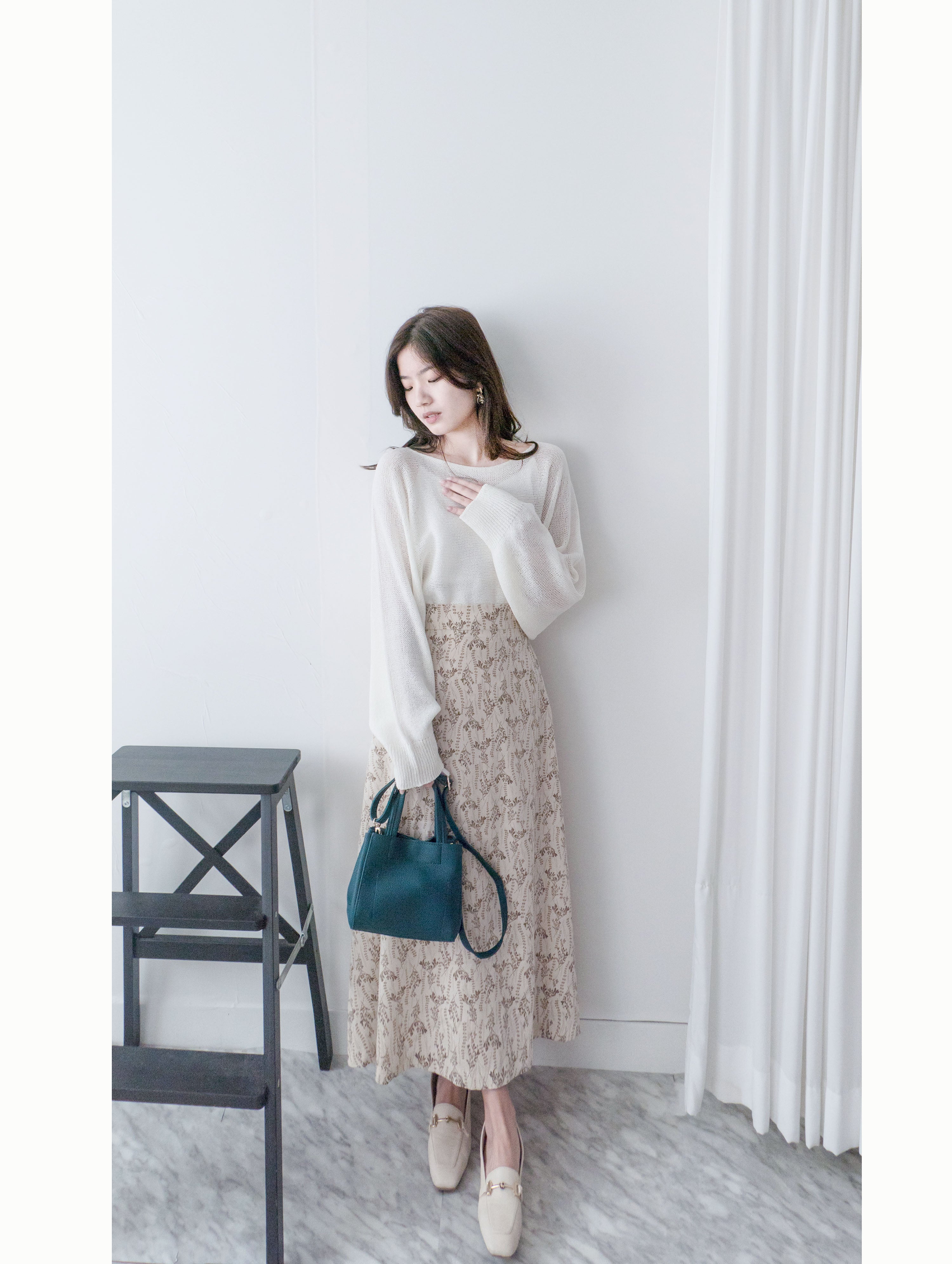 Wheat 象牙色小麥圖案溫柔飄逸, Skirt/ SK8755