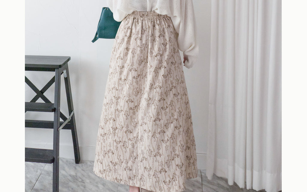 Wheat 象牙色小麥圖案溫柔飄逸, Skirt/ SK8755