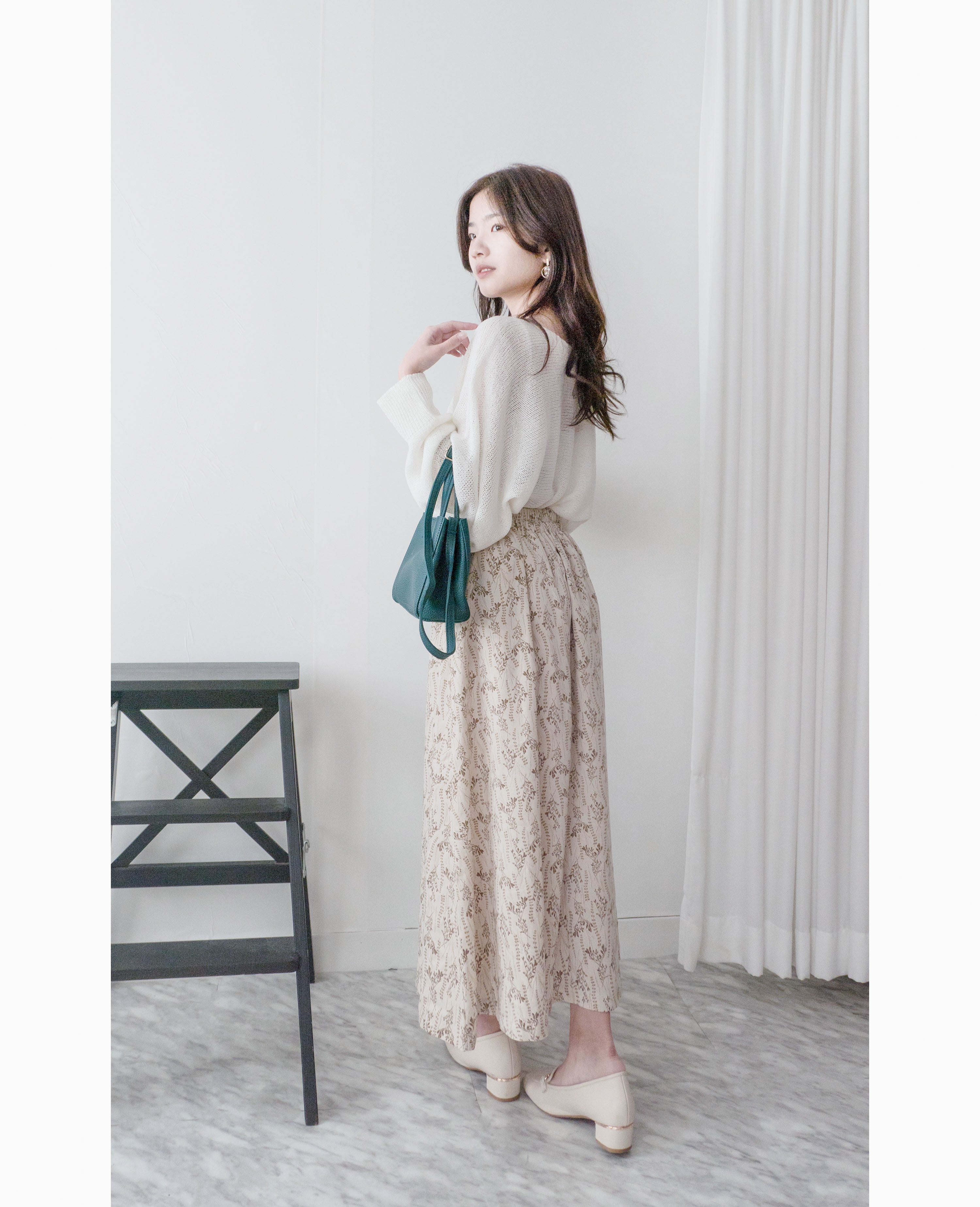 Wheat 象牙色小麥圖案溫柔飄逸, Skirt/ SK8755