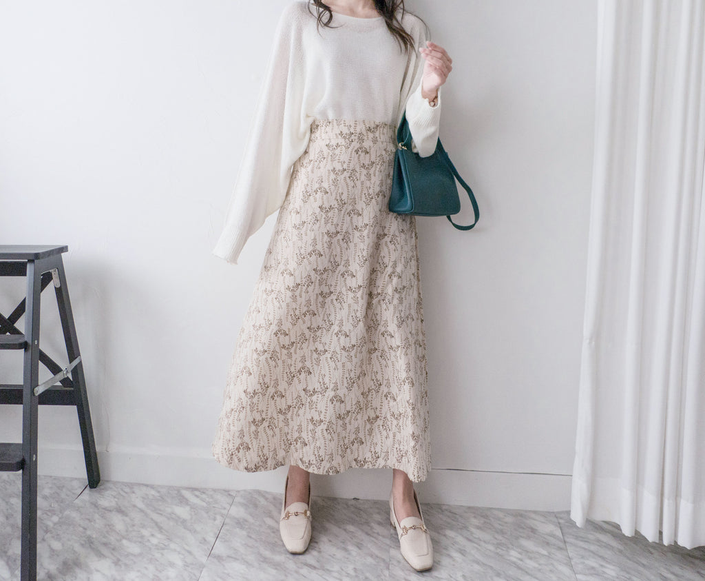 Wheat 象牙色小麥圖案溫柔飄逸, Skirt/ SK8755